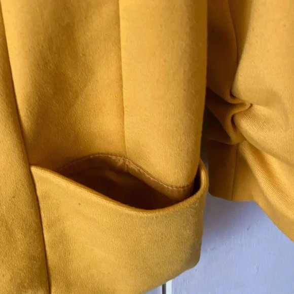 PREMISE | Women's Mustard 3/4 Ruched Sleeve Lined Blazer Jacket Size L - Picture 5 of 7